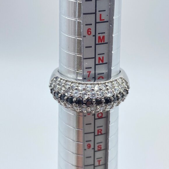Sterling Silver White & Black CZ Pave Ring Band Size 7 *READ* - Picture 3 of 11